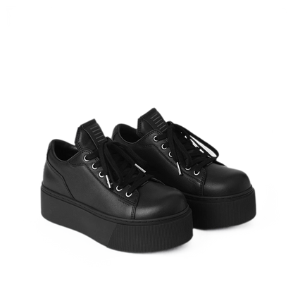Sculptural Leather Thick-Soled Sneakers
