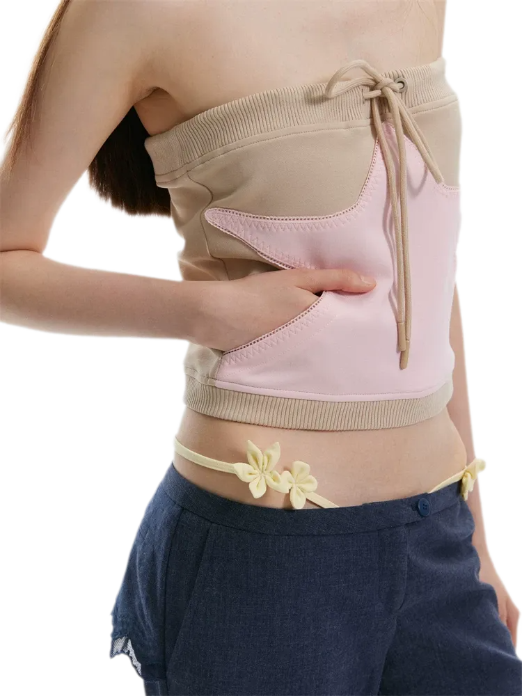 Star Ribbed Bandeau Top