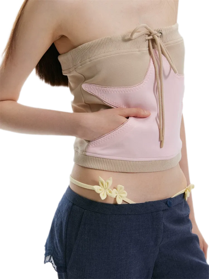 Star Ribbed Bandeau Top
