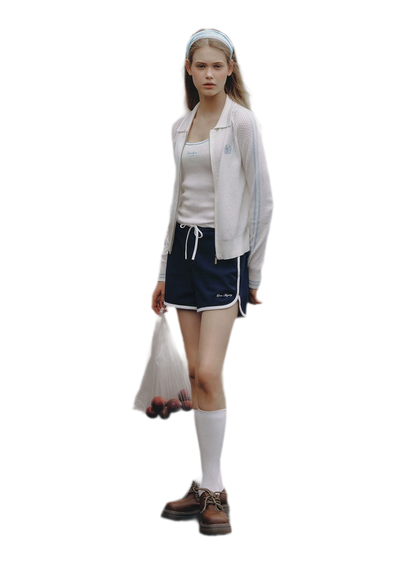 Openwork Knit Collared Jacket