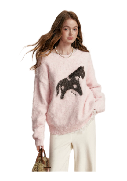 Brushed Horse Jacquard Sweater