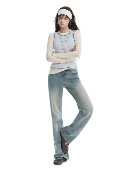 Contrast Trim Layered T-Shirt
