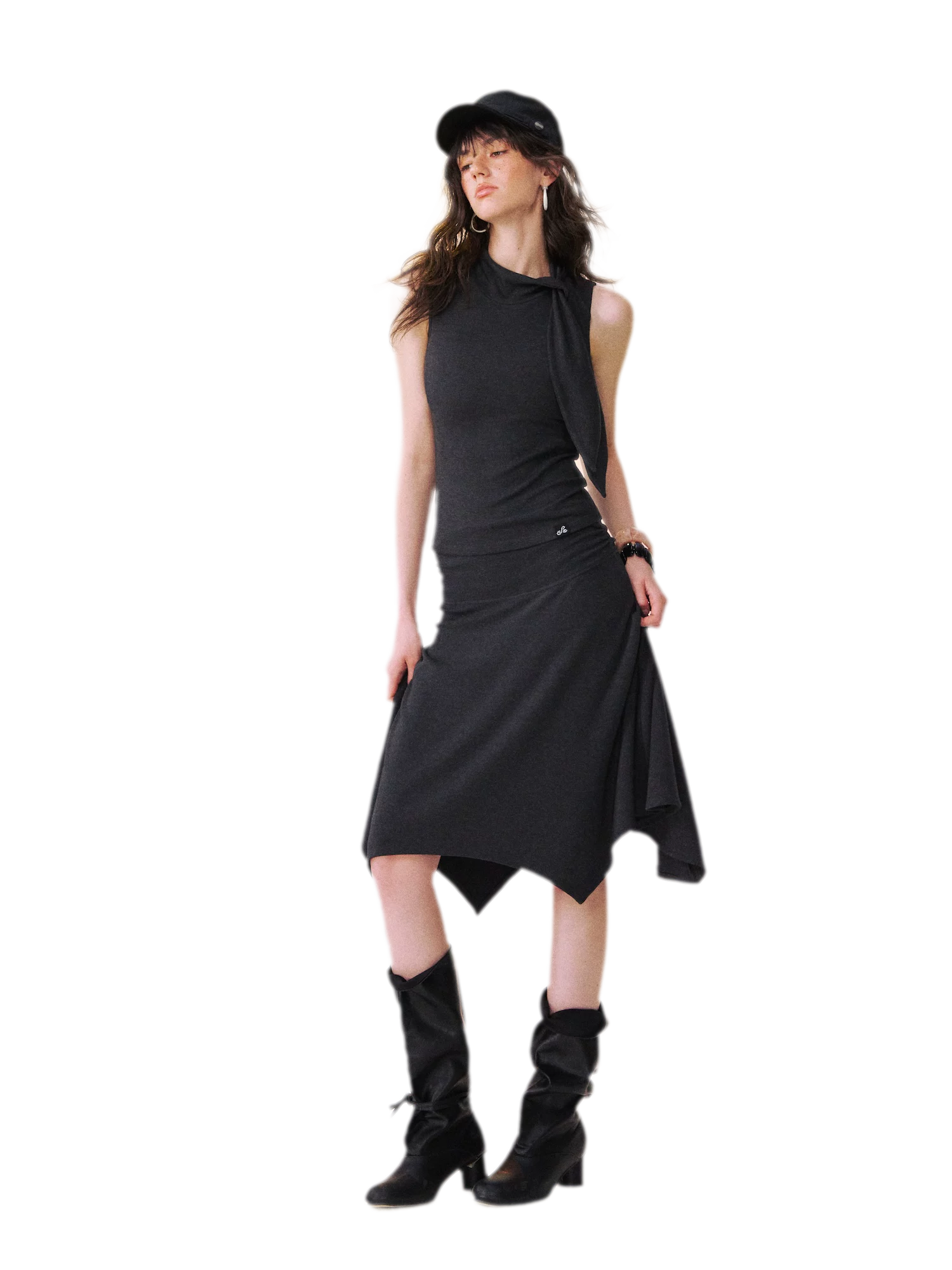 Draped Tie Top &amp; Skirt Set