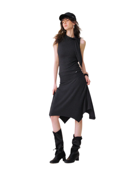 Draped Tie Top &amp; Skirt Set