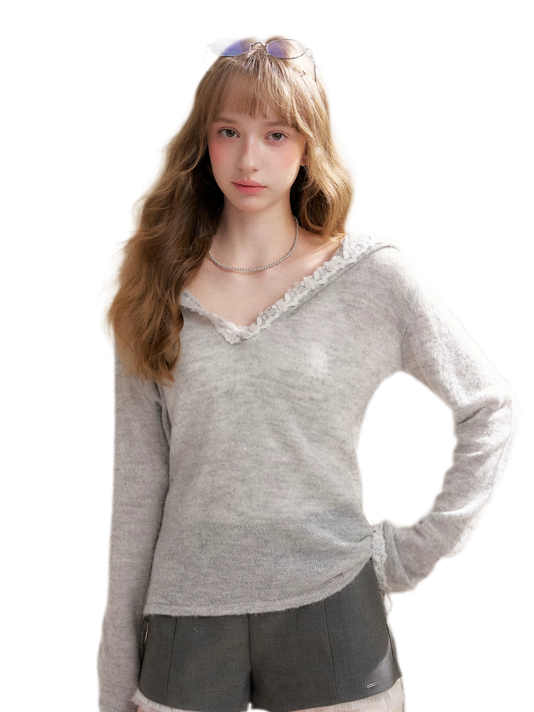 Lace Hood Knit Hoodie
