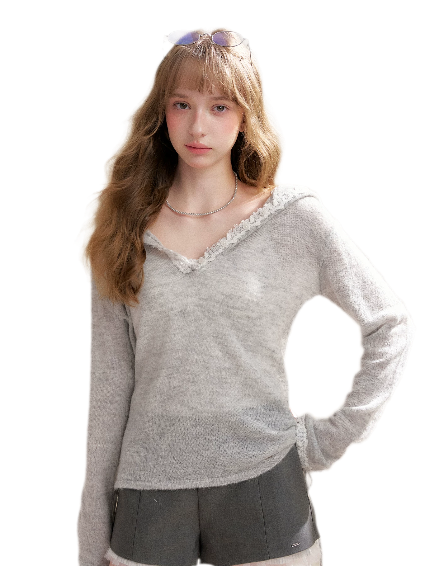 Lace Hood Knit Hoodie