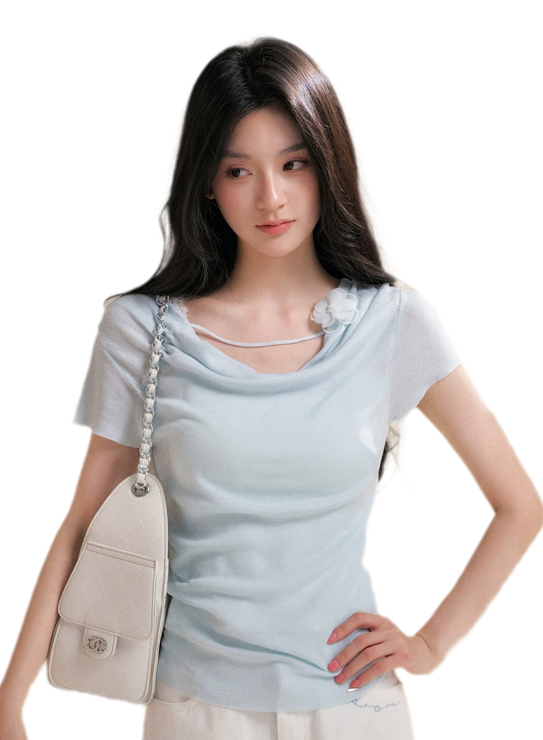 Lyocell Cowl Flower Tee