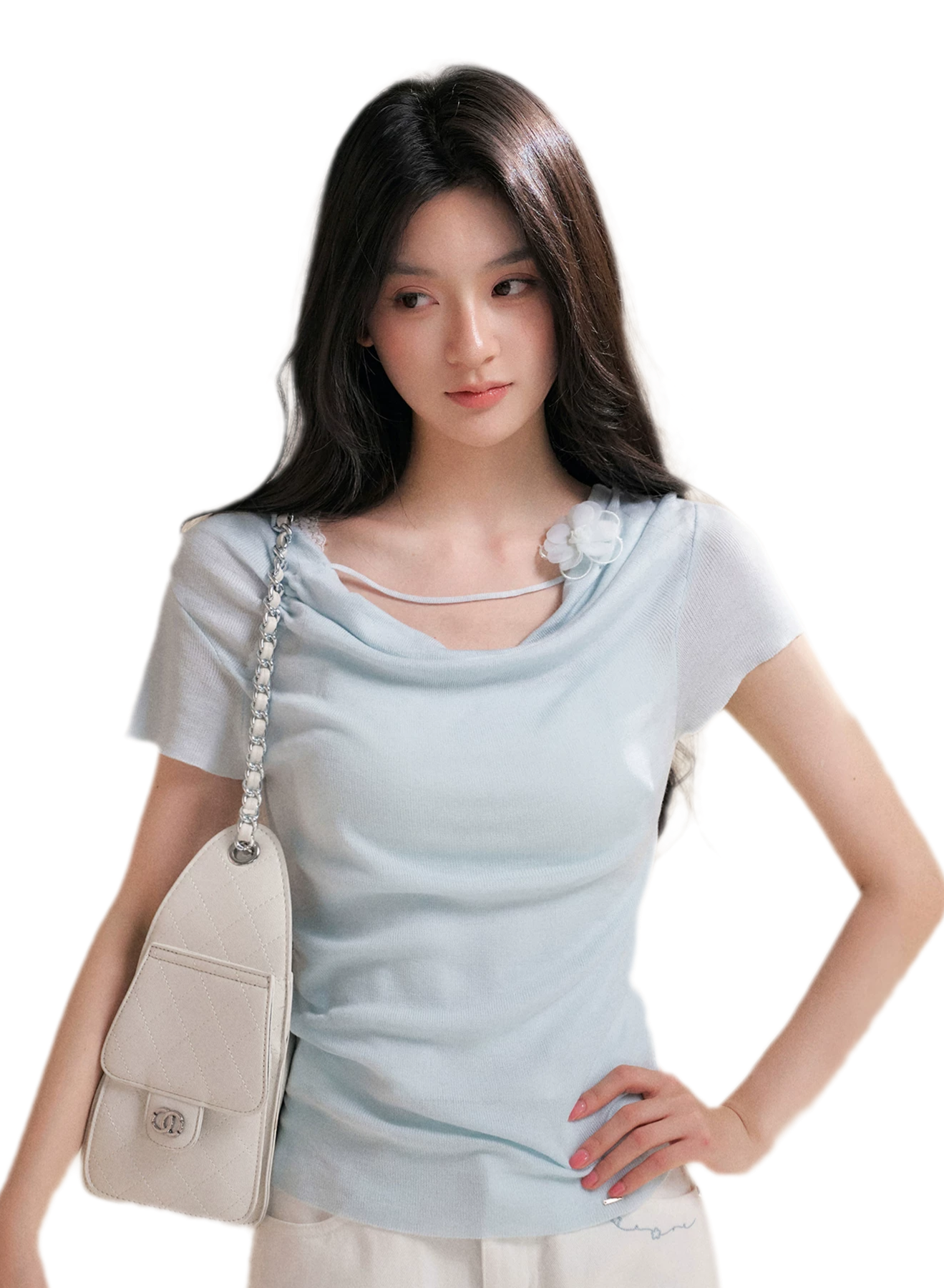 Lyocell Cowl Flower Tee