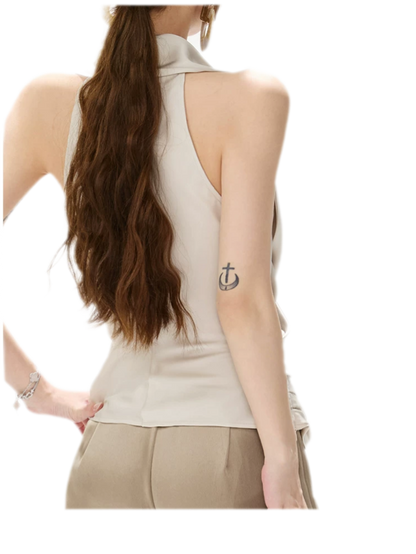 Satin Cross Halter Top