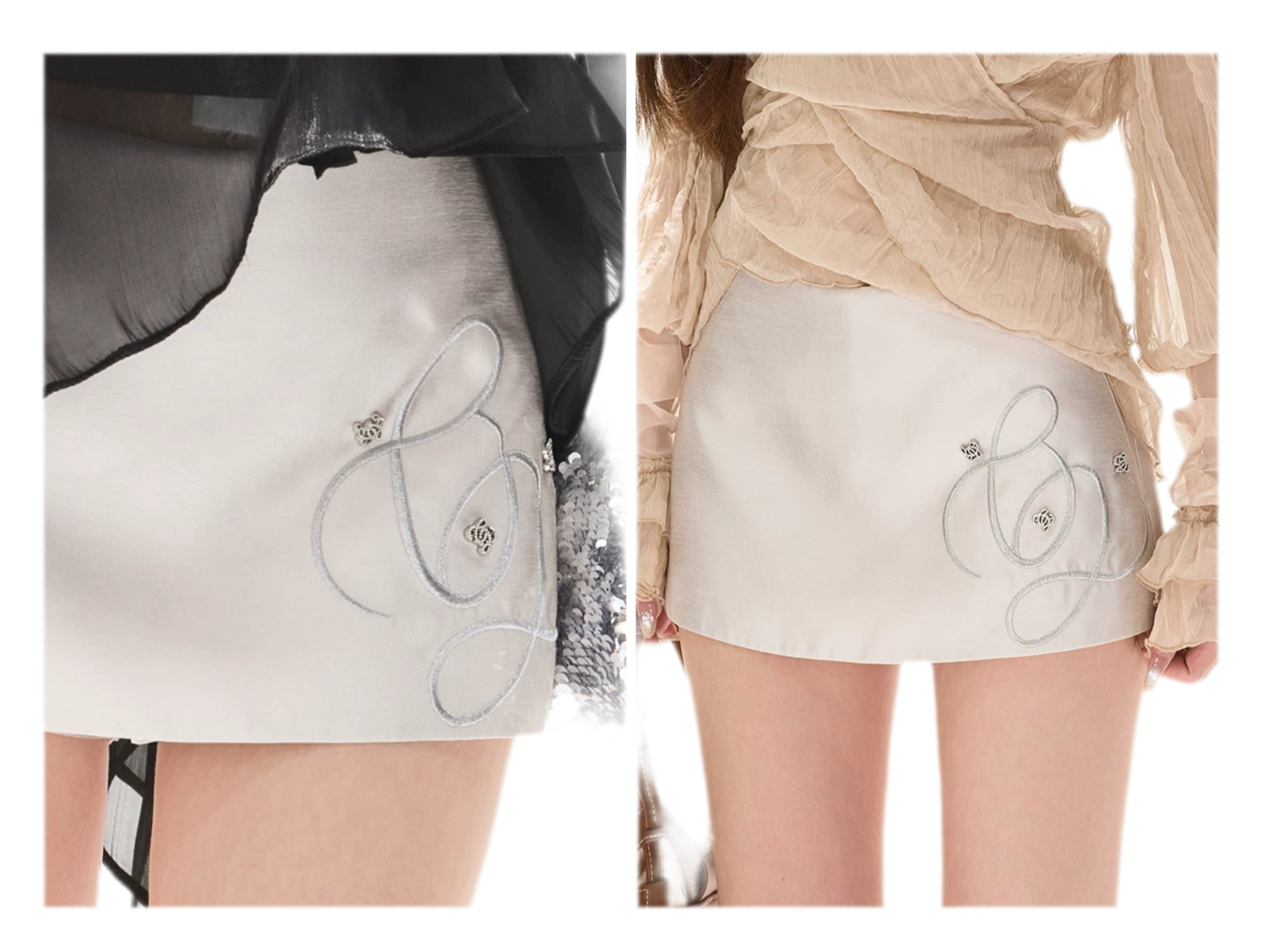 Embellished Satin Mini Skort
