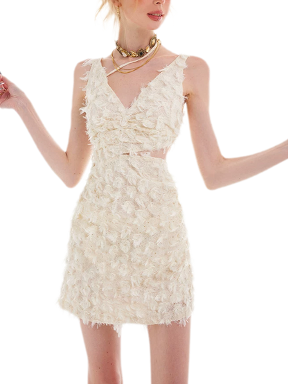 Feather Fringe Mini Dress