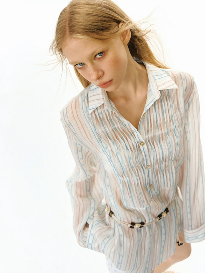 Sheer Print Shirt Jacket