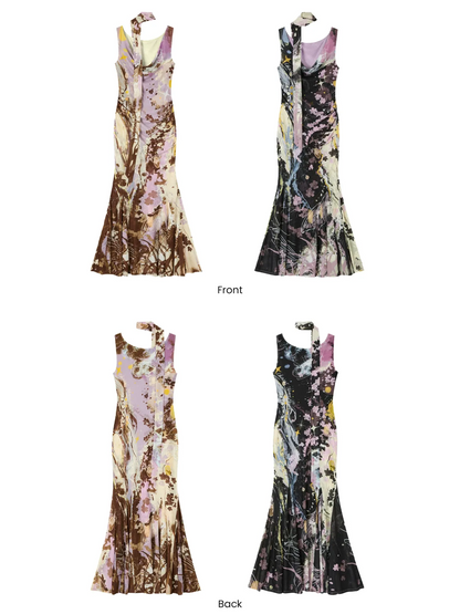 Hand-Painted Mesh Mermaid Dress