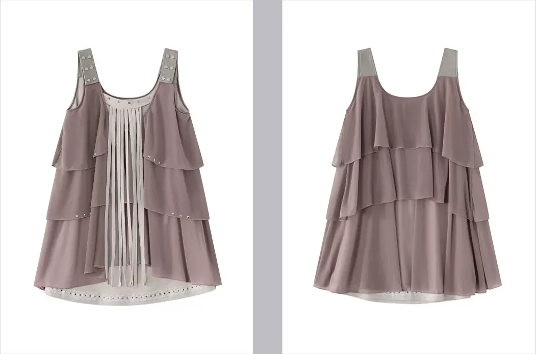 Ruffle Rivet Tiered Cami Dress