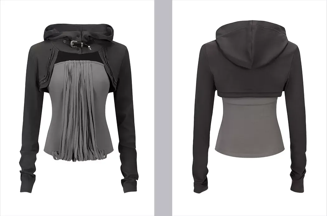 Distressed Hooded Knit Bustier Top