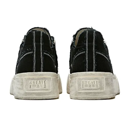 Distressed Platform Canvas Sneakers