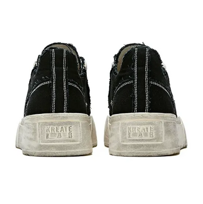 Distressed Platform Canvas Sneakers