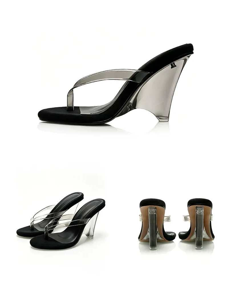 Crystal Thong Block-Heel Sandals
