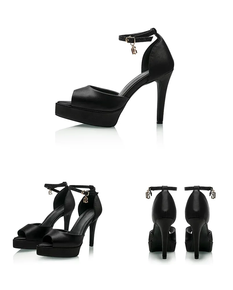 Satin Platform Peep-Toe Heels