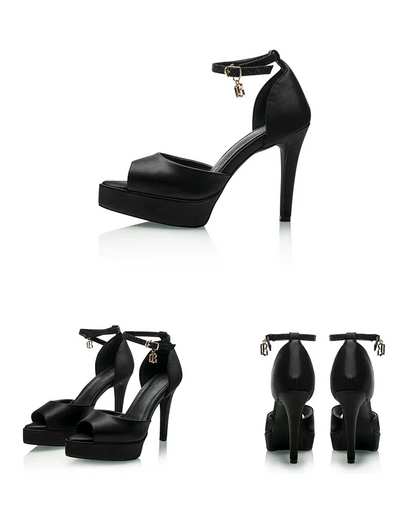 Satin Platform Peep-Toe Heels