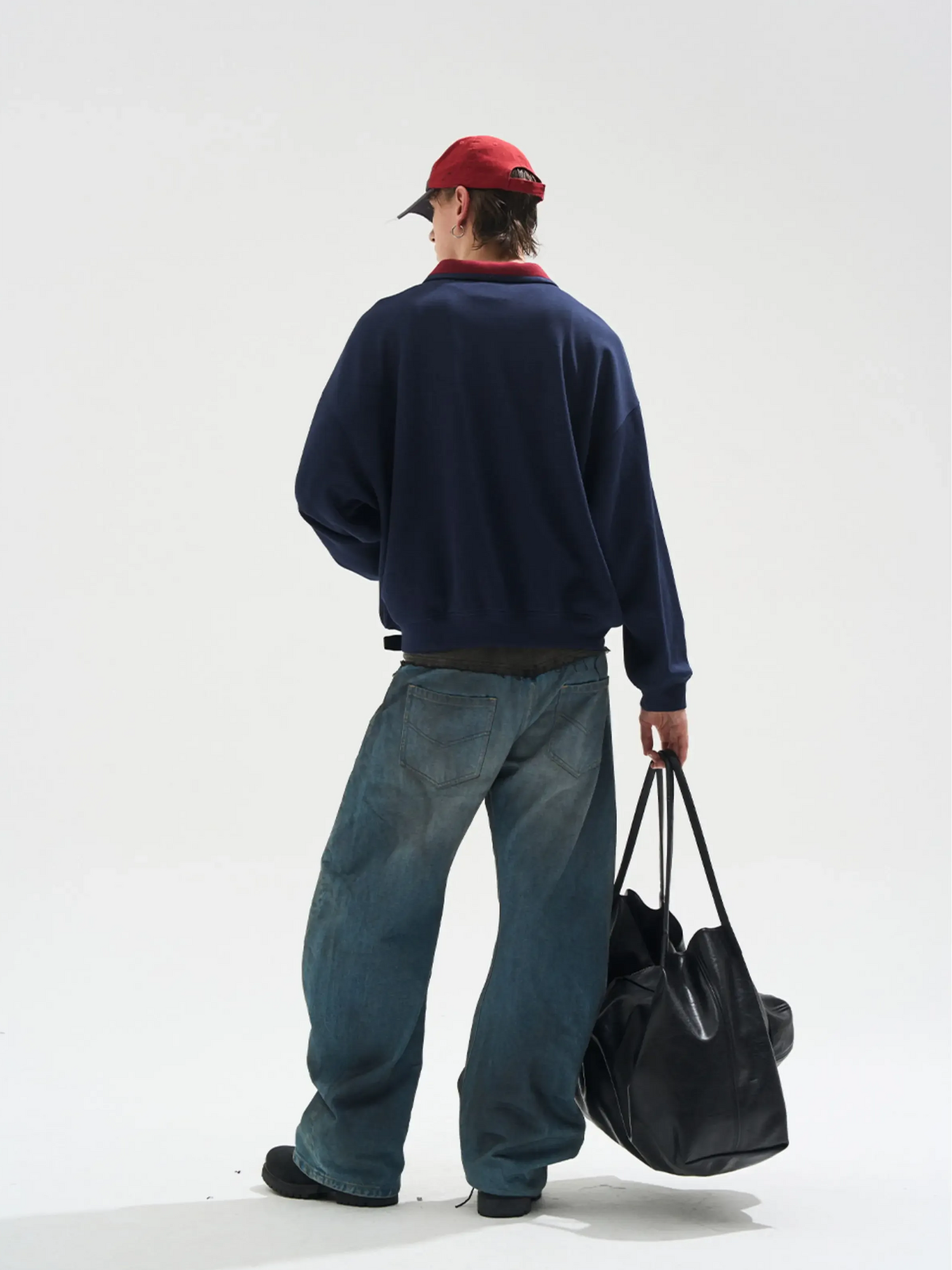 Contrast Polo Panel Sweatshirt