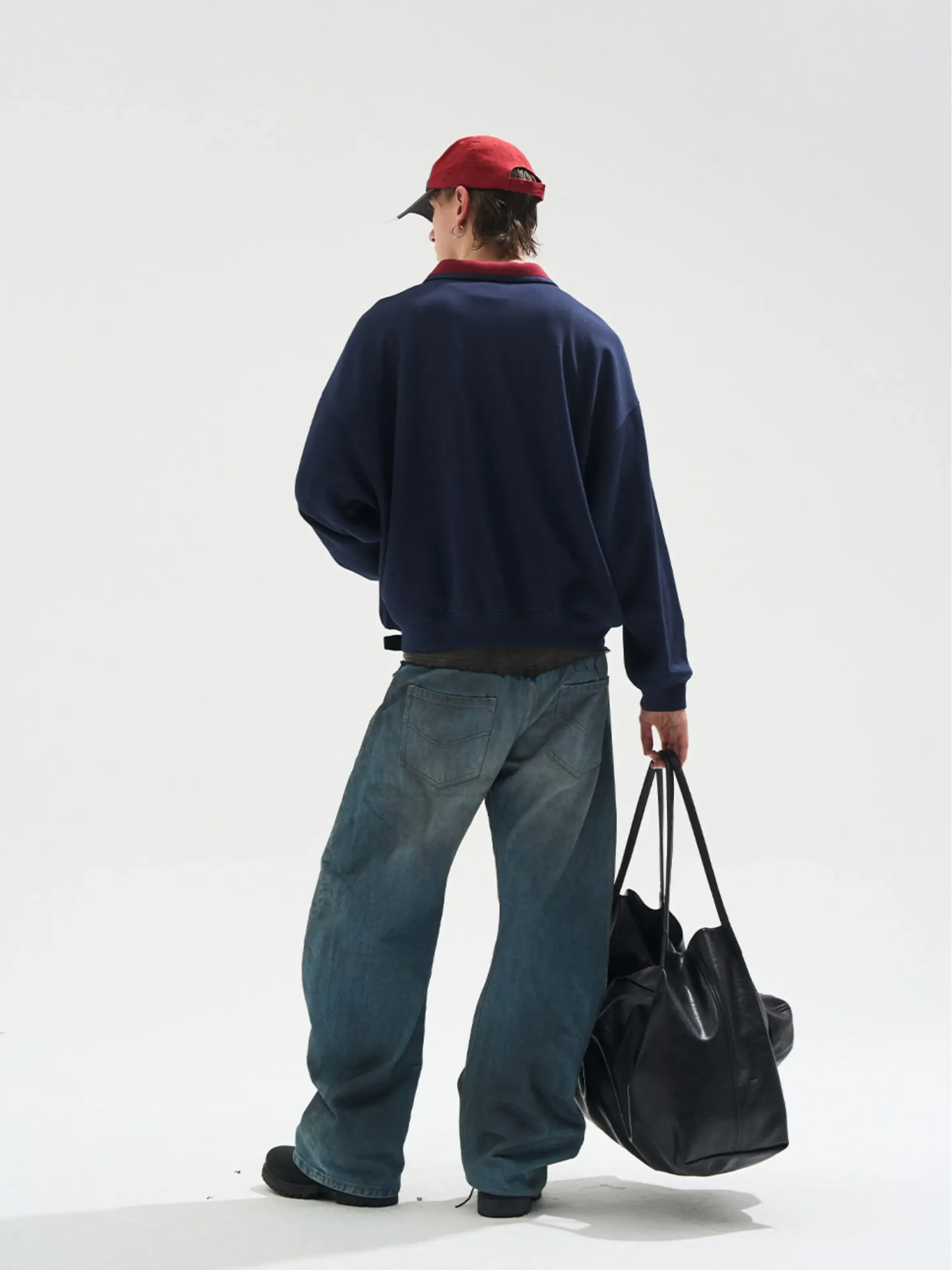 Contrast Polo Panel Sweatshirt