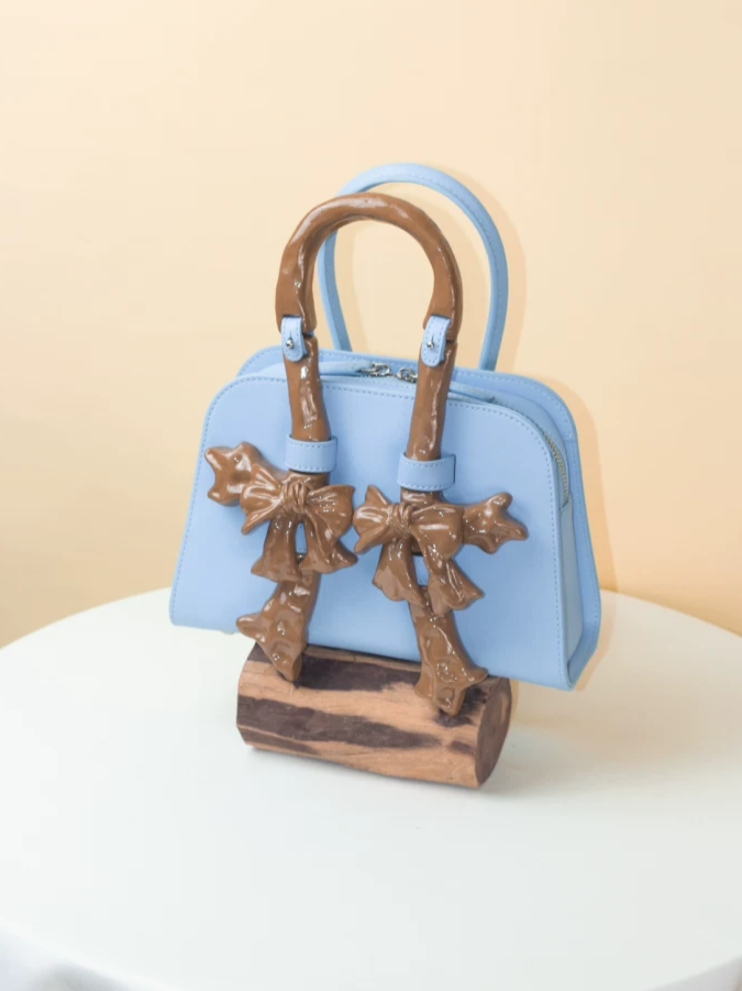 Ceramic Glossy Bow Structured Handbag