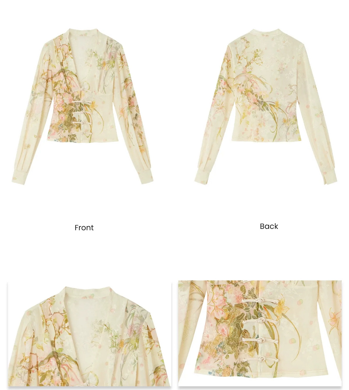 Blusa in jacquard di velluto con maniche a lanterna
