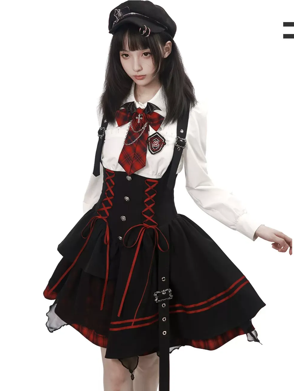 Gothic Puff-Sleeve Blouse Dress