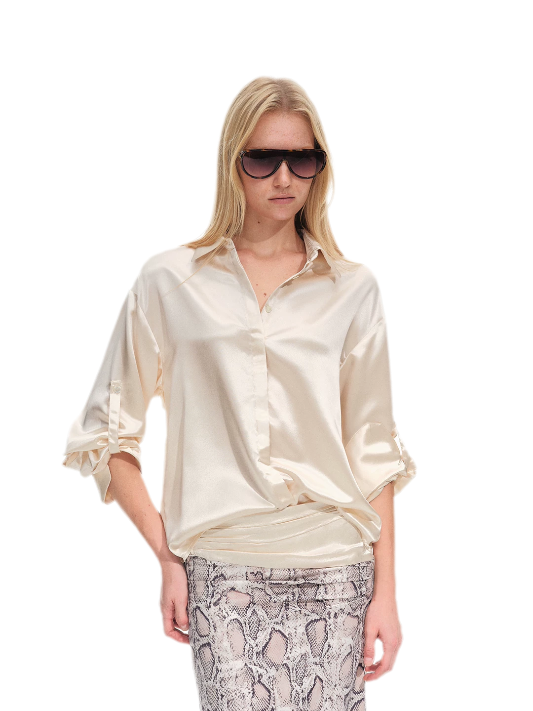 Camisa holgada de acetato brillante