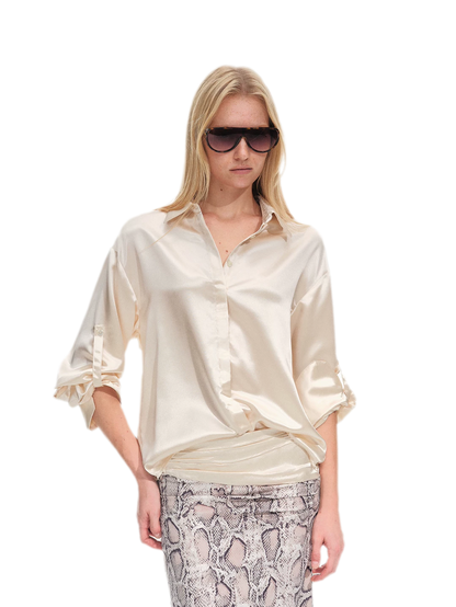 Camisa holgada de acetato brillante