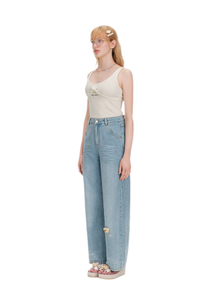 13DE MARZO Bear Appliqué Wide Jeans – view 11