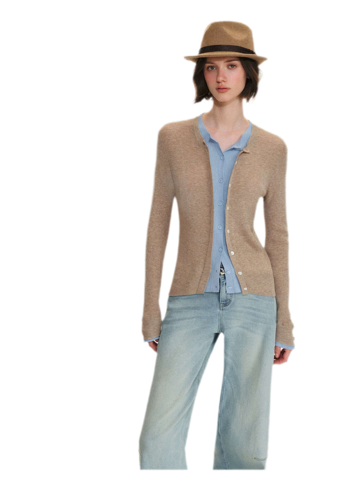 Fine Knit Contrast Cardigan