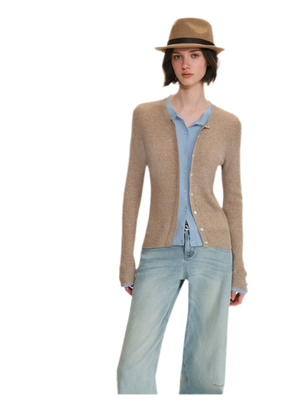 Fine Knit Contrast Cardigan