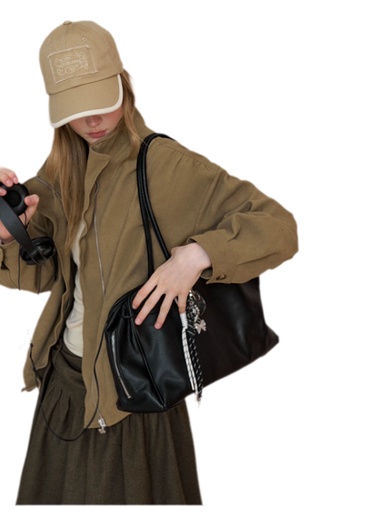 Gathered Suede Cropped Jacket