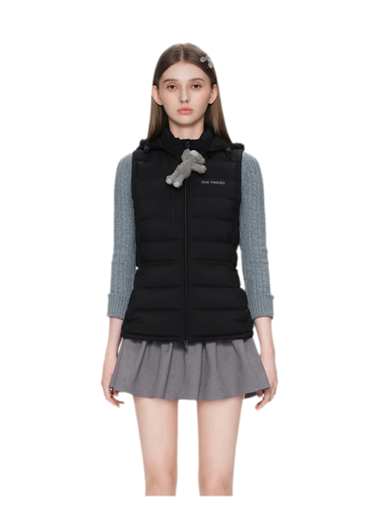 Cinched Hooded Quilted Down Vest