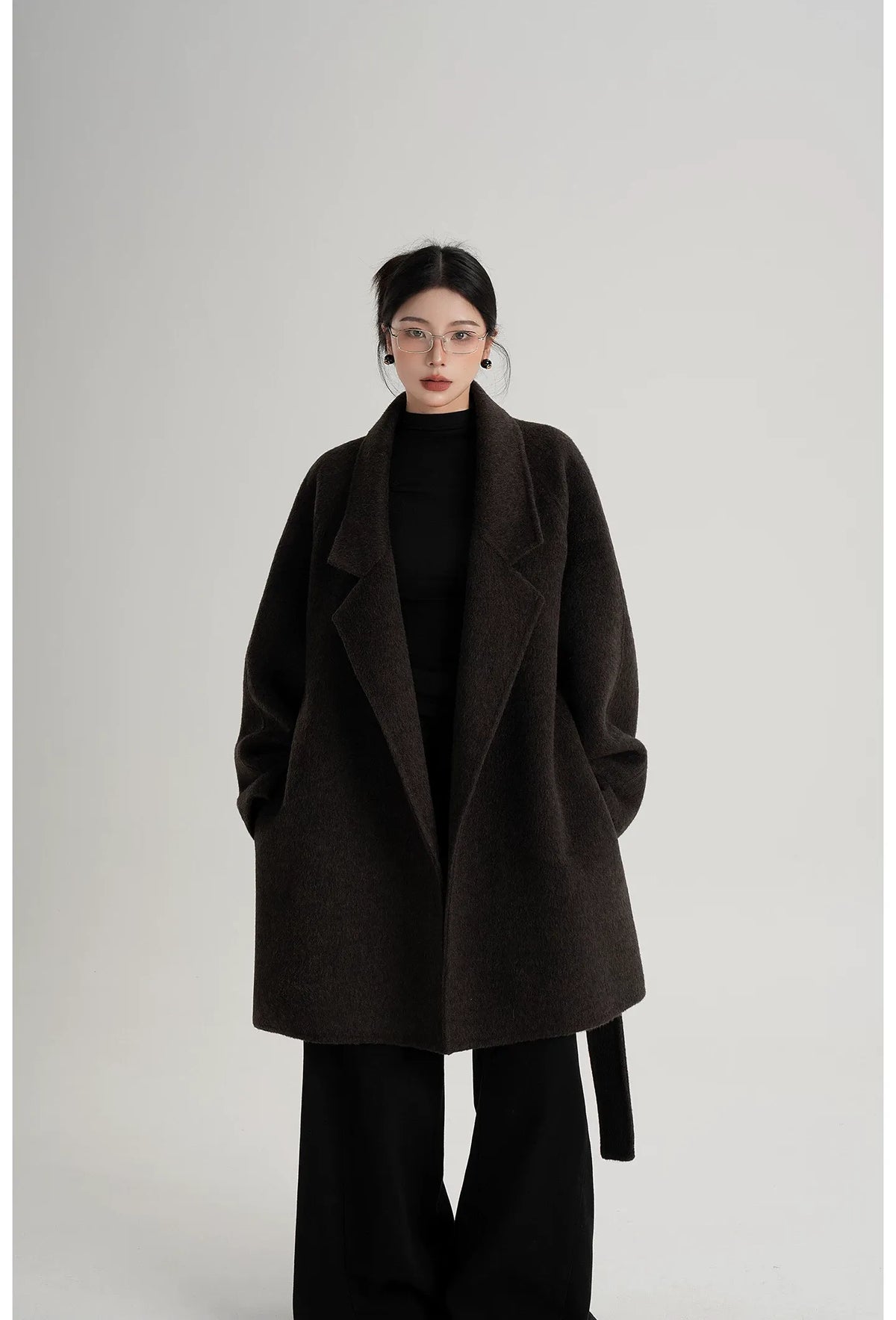 Wool Shawl Collar Wrap Coat
