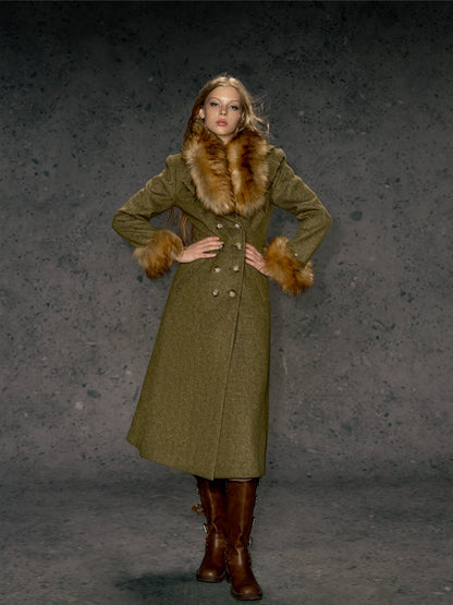 Faux Fur Collar Wool Coat