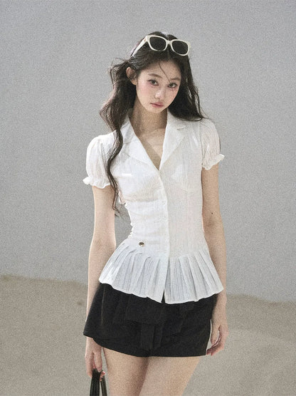 Textured Puff Sleeve Blouse