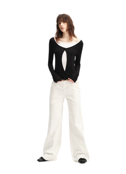 Pure Cotton Wide-Leg Jeans