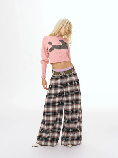 Checked Wide-Leg Pants