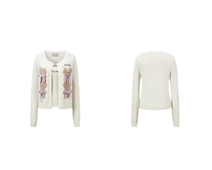 Diamond Knit Bow Cardigan Set