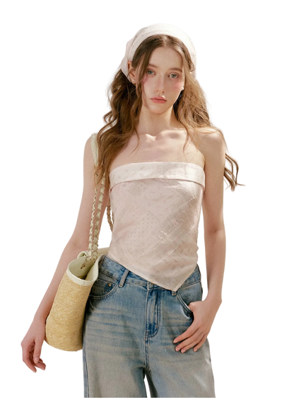 Vintage Print Strapless Top