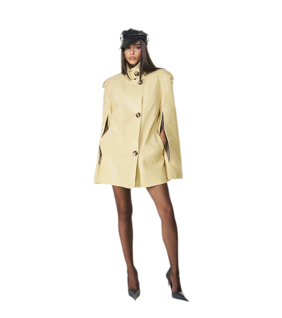 Glossy PU Cape Coat