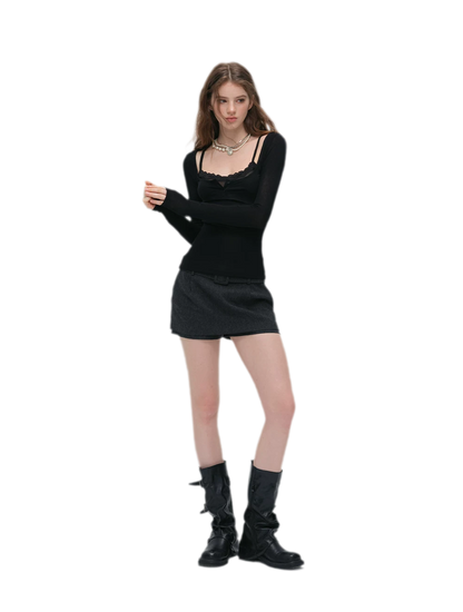 Lace Trim Fitted Top