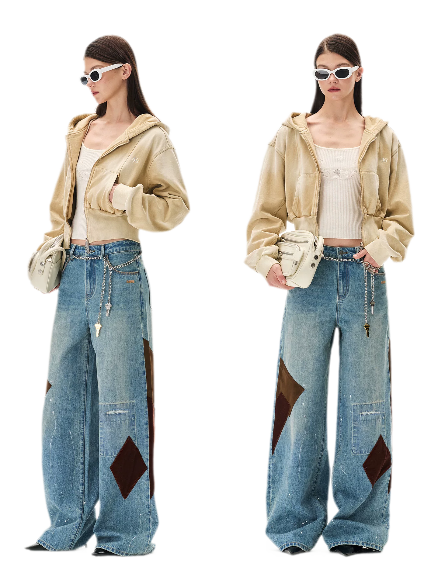 Sand-Washed Cropped Hooded Sweatshirt