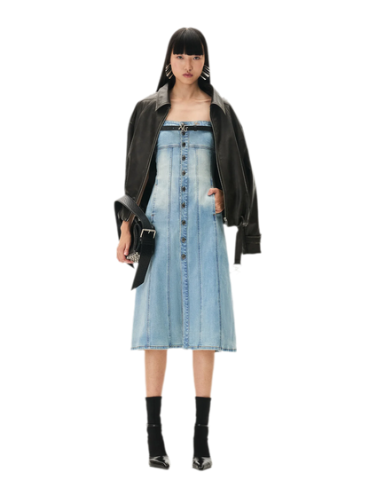 Washed Sculpted Denim Midi Dress