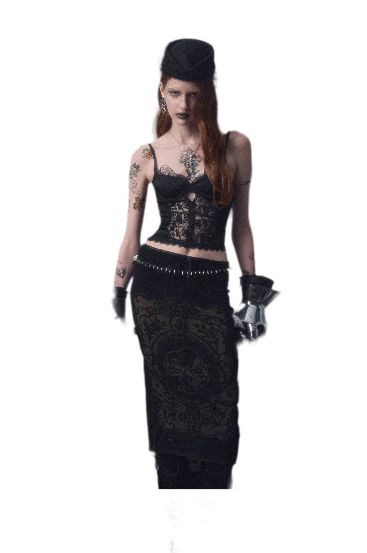 Burnout Graphic Midi Knit Skirt