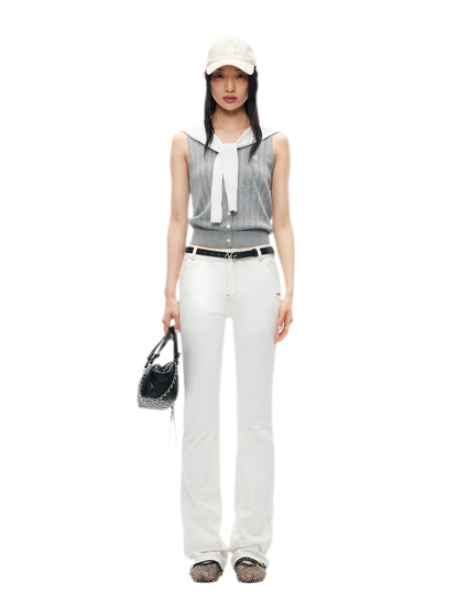 White Denim Jeans - Slim Fit Straight Leg