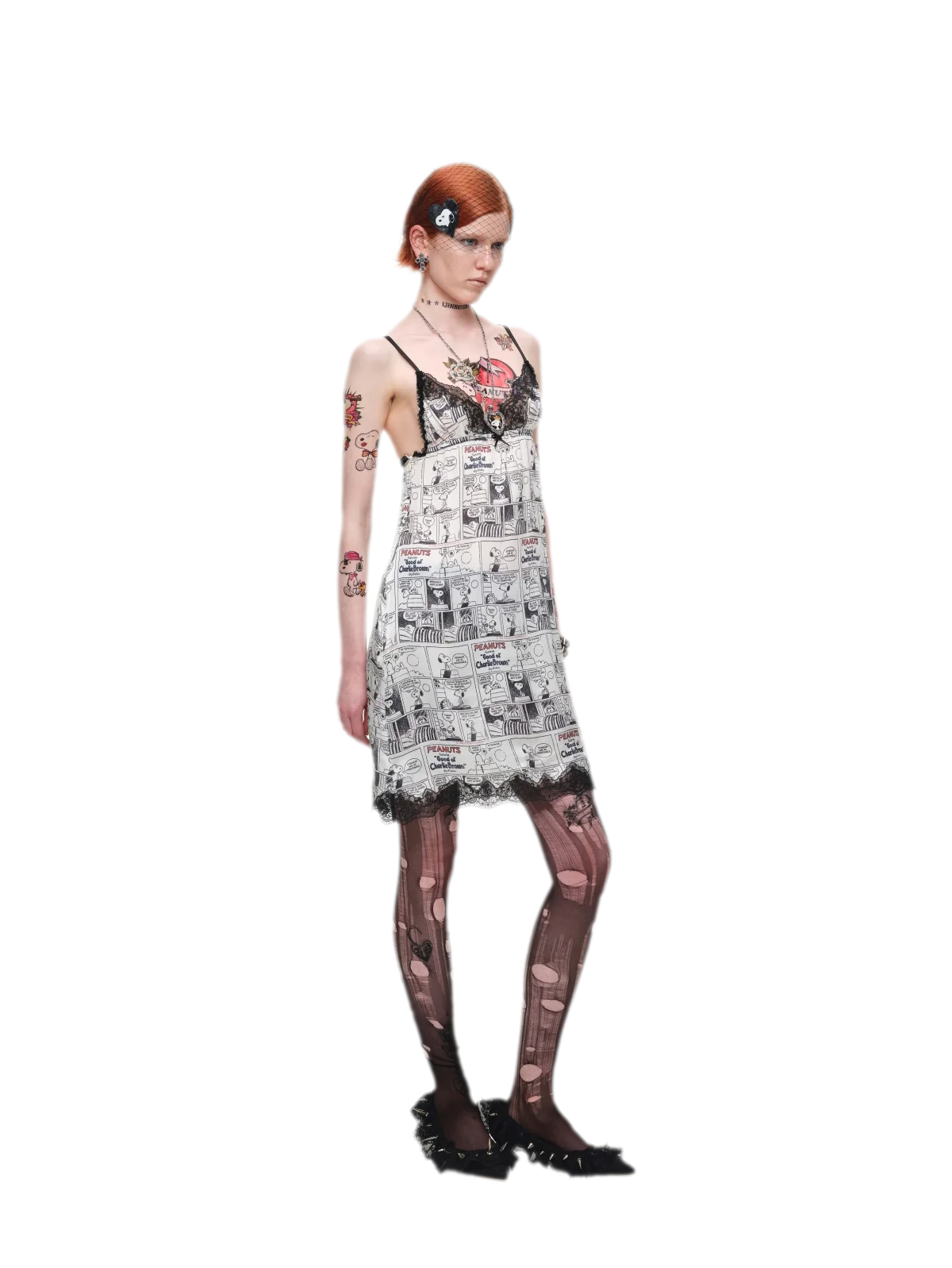 Vestido de tirantes vintage con ribete de encaje